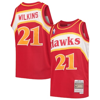 youth mitchell and ness dominique wilkins red atlanta hawks-481